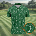 Stick Figure Golf Pose Shamrock Golf Shirt, St Patrick's Day Golf Tops For Men, Polo Shirts For Men