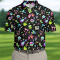 Neon Cocktail Party Pattern Design Hawaiian Golf Shirt, Golf Shirts For Men, Polo Shirts For Men