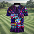 80s Retro Party Golf Shirt, Neon Synthwave Sunset Pattern, Golf Shirt For Men