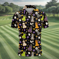 Funny Adult Halloween Cookie Pattern Polo Shirt, Men's Golf Shirt, Printed Golf Shirts