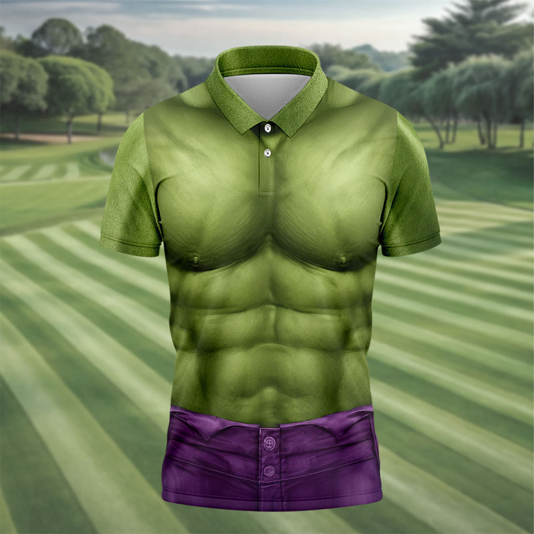 Halloween Green Muscle Illusion Golf Shirt, Men's Golf Shirt, Hawaiian Golf Shirt