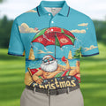 Christmas In July Santa Beach Christmas Golf Shirt, Men's Golf Shirt, Hawaiian Golf Shirt, Printed Golf Shirts