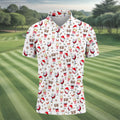 Festive Christmas Wine Glasses Golf Polo Shirt, Mens Golf Polo, Golf Apparel For Men
