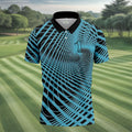 Swirling Vortex Black And Light Blue Golf Shirts For Men, Polo Shirts For Men, Golfing Apparel