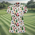 Christmas Cute Pattern Women Golf Top, Cartoon Print Ladies Golf Polos, Christmas Golf Shirt, Golfing Apparel