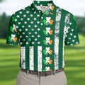 Irish Shamrock Vertical Stripes St Patrick's Day Golf Shirt, Polo Shirts For Men, Golf Shirts For Men