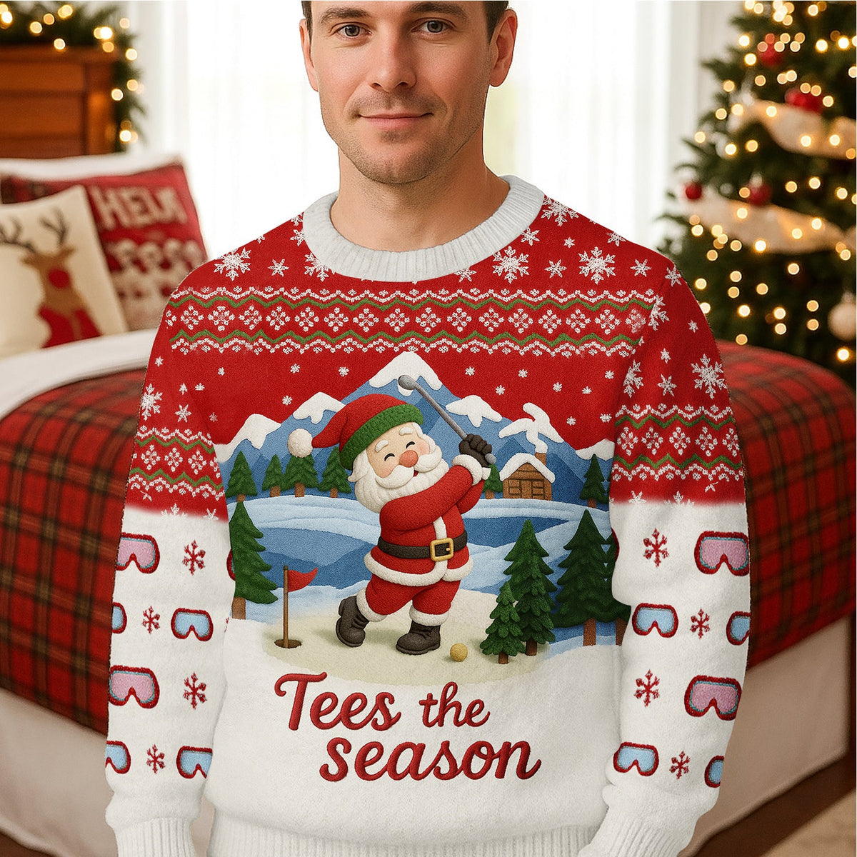 Santa Golfing Tees The Season Golf Ugly Sweater, Christmas Golf Shirt, Golf Sweater