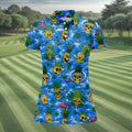 Pineapple Skull Golf Shirt, Tropical Island Volcano Pattern, Golf Shirt For Women
