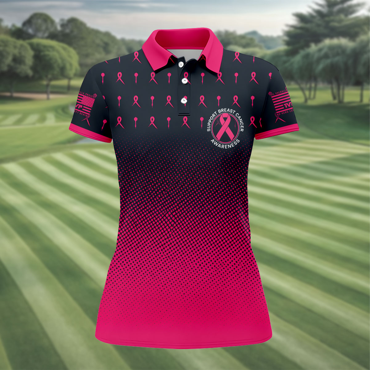 No One Should Fight Alone Breast Cancer Awareness Polo Shirt, Women's Golf Tops