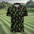 Mushroom And Skull Neon Pattern Hawaiian Golf Shirt, Men's Funny Golf Shirts