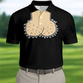 Black Funny Dickhead Faux Chest Golf Shirt, Men's Golf Shirt, Polo Shirts For Men