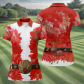Santa Claus Christmas Print Fun Women's Golf Shirts, Cute Golf Outfit, Ladies Golf Shirts, Golfing Apparel