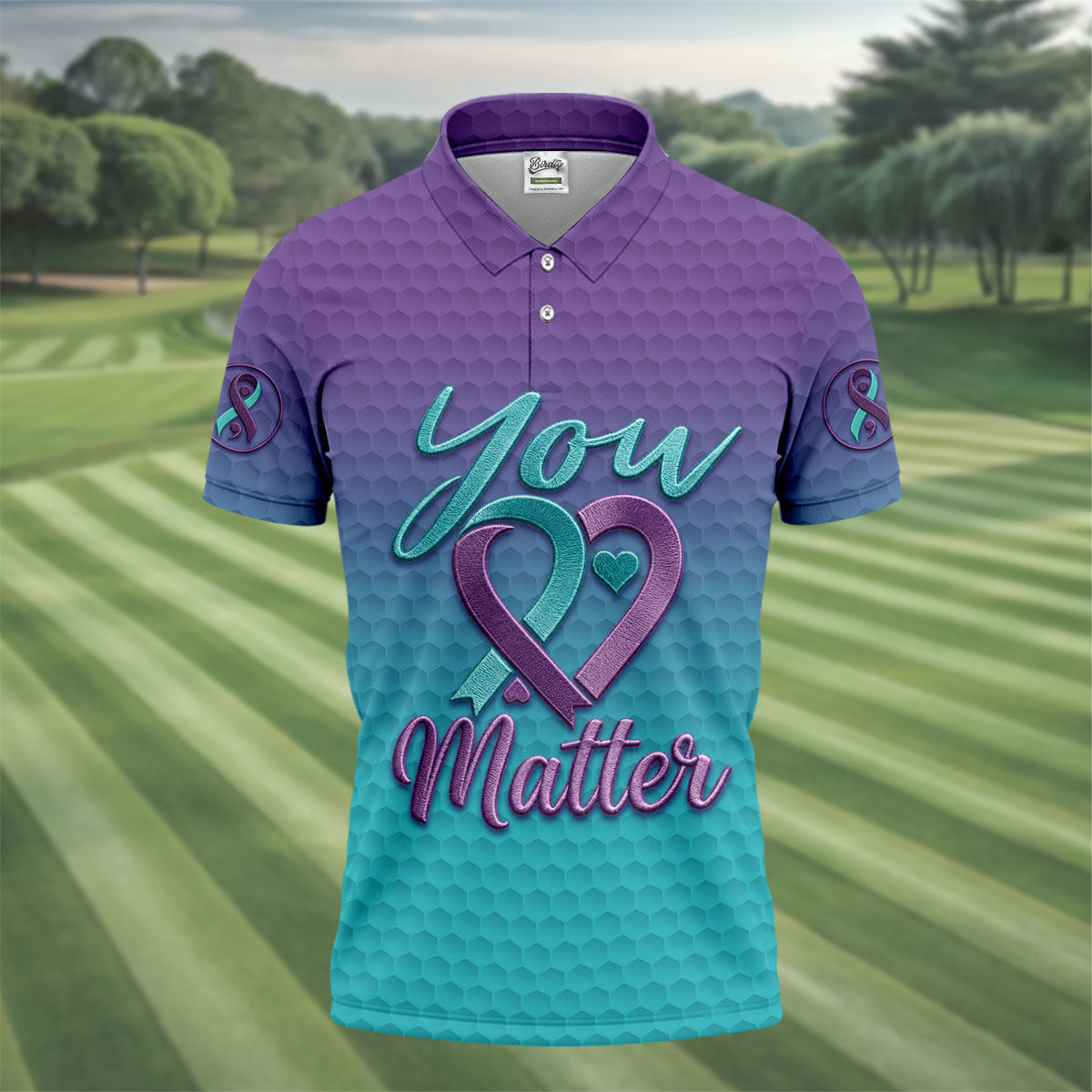 You Matter Suicide Prevention Ribbon Heart Polo Shirts For Men, Golf Apparel For Men