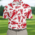 Lobster Pattern Vintage Hawaiian Golf Shirt, Men's Golf Shirt, Polo Shirts For Men
