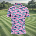 Shark Pattern Hawaiian Golf Shirt, Pink Golf Shirt, Polo Shirts For Men, Golfing Apparel