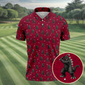 Funny Giant Monster Golf Pattern Polo Shirt, Mens Golf Polo, Golf Shirts For Men