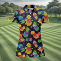Colorful Pineapple Sleeveless Golf Shirt, Cute Golf Outfit, Women's Golf Shirt, Golf Polo For Women