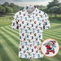 Christmas Characters Golf Pose Men's Funny Golf Shirts, Christmas Golf Shirt, Polo Shirts For Men