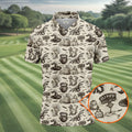 Halloween Witch Cat Pattern Men's Funny Golf Shirts, Unique Gift For Golfer, Polo For Men