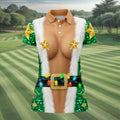 Green Santa Gold Stars Christmas Golf Shirt, Ladies Golf Shirt, Women’s Golf Apparel