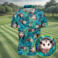 Playful Opossums Among Tropical Leaves Hawaiian Golf Polo, Golf Tops For Men, Golfing Apparel
