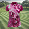 Think Pink No One Fights Alone Breast Cancer Shirt, Women’s Golf Polo, Ladies Golf Top