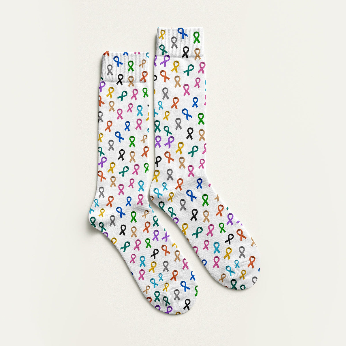 Cancer Awareness Ribbons White Golf Socks, Christmas Golf Gift, Golfing Apparel