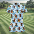 Funny Surfing Santa Bigfoot Christmas Polo Shirt, Womens Golf Polo, Hawaiian Golf Shirt