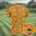 Rosé Champagne Seamless Pattern Yellow Golf Shirt, Polo Shirts For Men, Golf Shirts For Men
