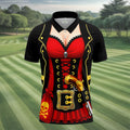 Red Corset Pirate Costume Skull Belt Golf Shirt, Mens Golf Polo, Golf Apparel For Men, Printed Golf Shirts