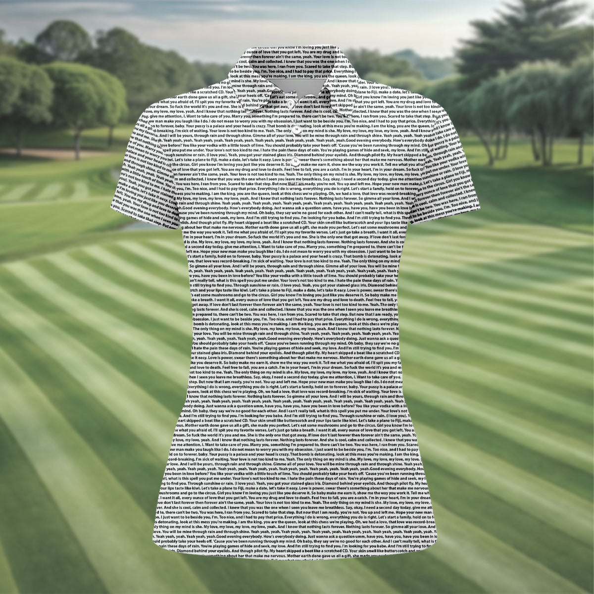 Beige Text Pattern Golf Polo Shirt, Women’s Golf Polo, Printed Golf Shirt