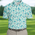 Funny Tropical Couple Beach Pattern Men's Golf Shirt, Hawaiian Golf Shirt, Golf Apparel For Men
