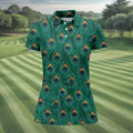 Peacock Feather Pattern Hawaiian Golf Shirt, Hawaiian Golf Shirt, Women’s Golf Apparel, Printed Golf Shirt