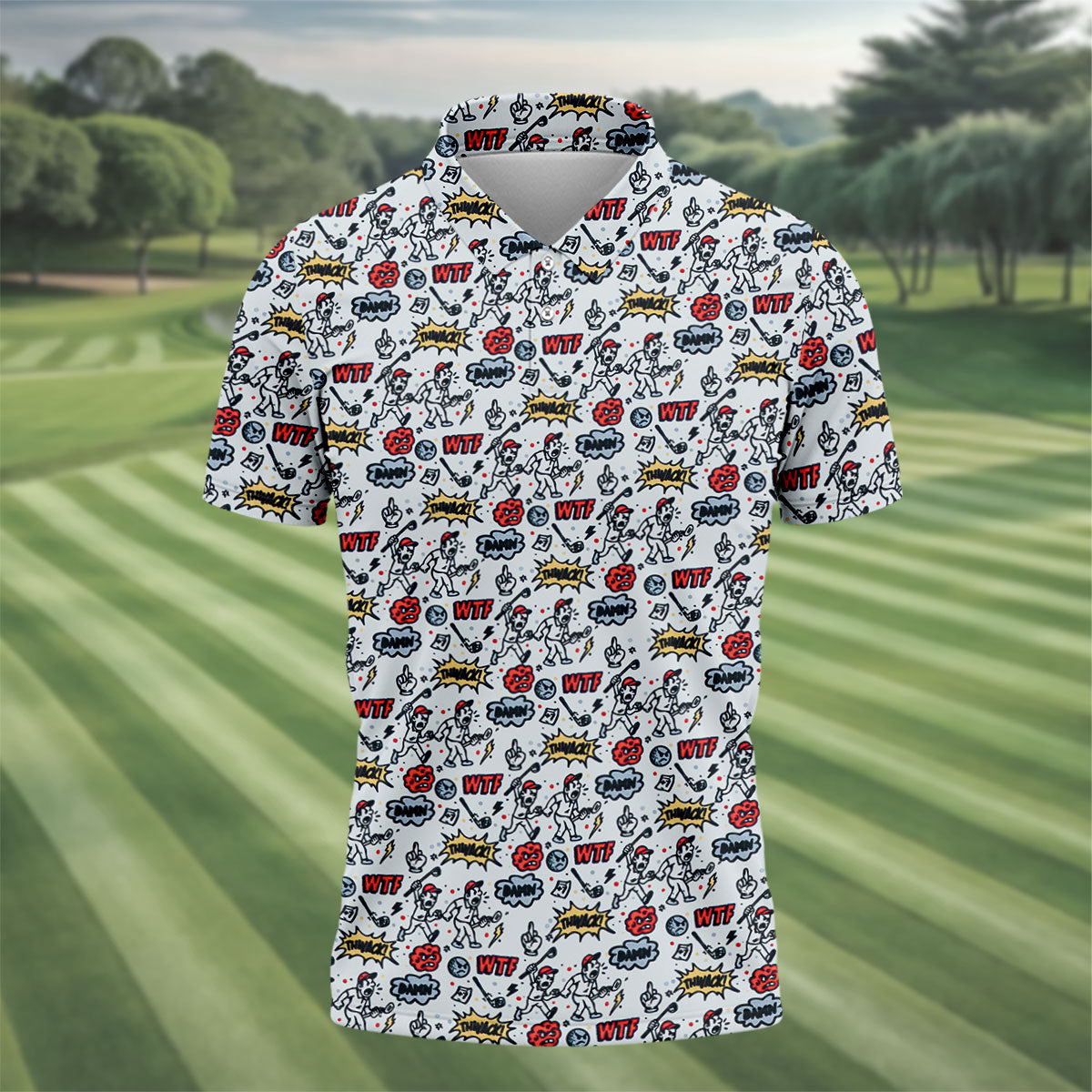 Funny Adult Humor Tropical Beach Golf Paradise Polo Shirt, Golf Polo Shirts For Men, Printed Golf Shirts