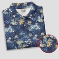 Navy Palm Tropical Hawaiian Vibe Golf Tops For Men, Golf Shirts For Men, Golf Gift For Men