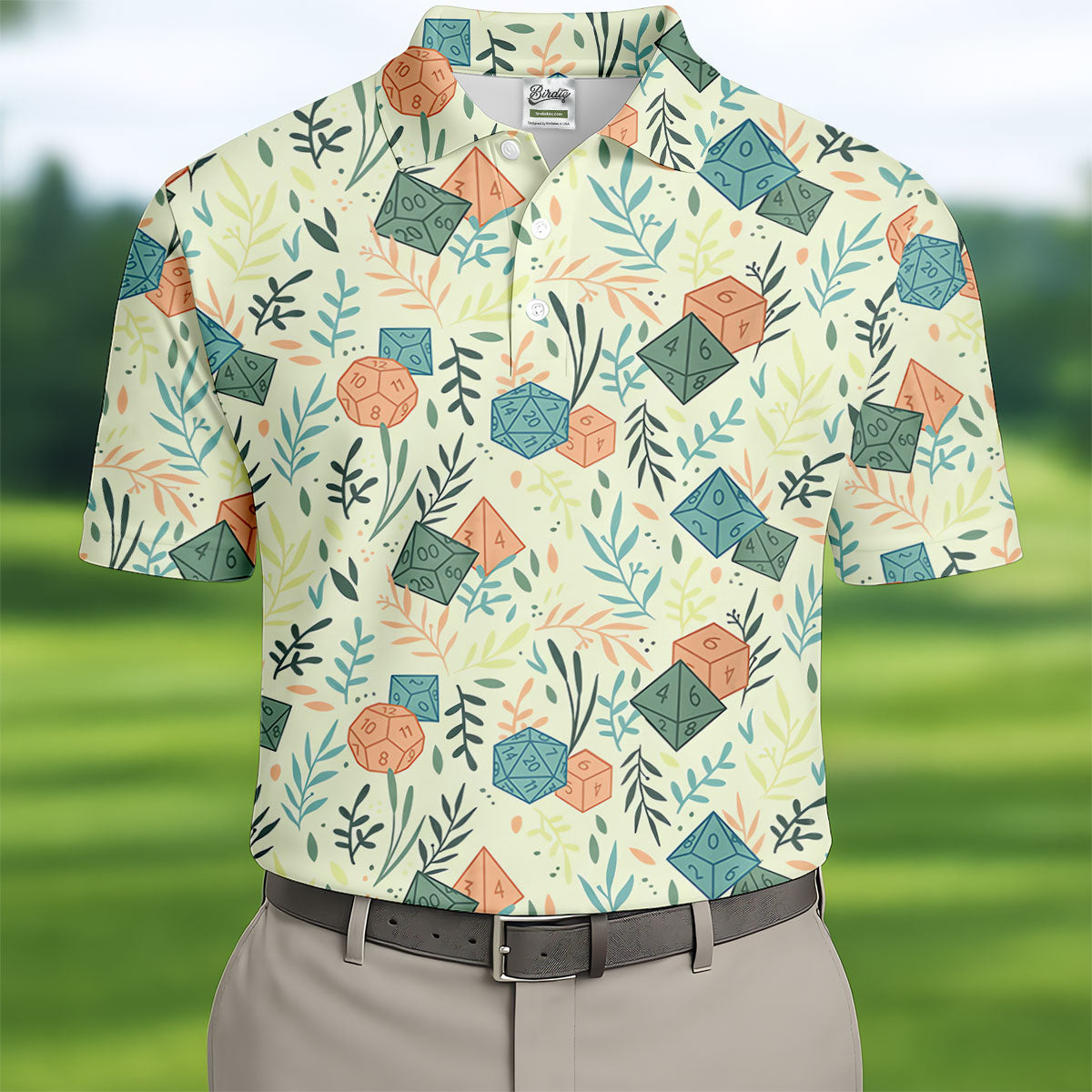 Polyhedral Dice Dragon Game Tropical Vibe Golf Tops For Men, Polo Shirts For Men, Golf Shirts For Men