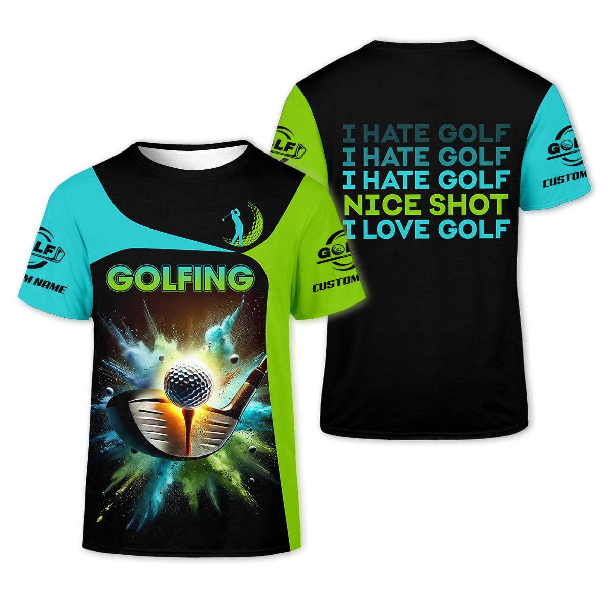 I Hate Golf Nice Shot I Love Golf, Custom Men's Golf Polo Shirt, Golfing Apparel, Gift For Golf Lover