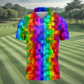 Rainbow Cube 3D Effect LGBT Support Golf Tops For Men, Gay Pride Month Celebrate Golf Shirts For Men
