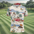 Summer Basset Hound Paradise Hawaiian Golf Polo, Golf Tops For Men, Golfing Apparel