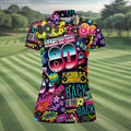 Back To The 80s Vintage Hawaiian Golf Shirt, Women's Golf Tops, Ladies Golf Shirts