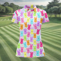 Pastel Easter Peeps Women Golf Top, Cute Golf Outfit, Fun Women's Golf Shirts, Ladies Golf Shirts