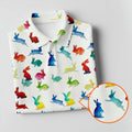 Colorful Bunny Funny Golf Shirt, Easter Bunny Pattern Golf Tops For Men, Golf Shirts For Men