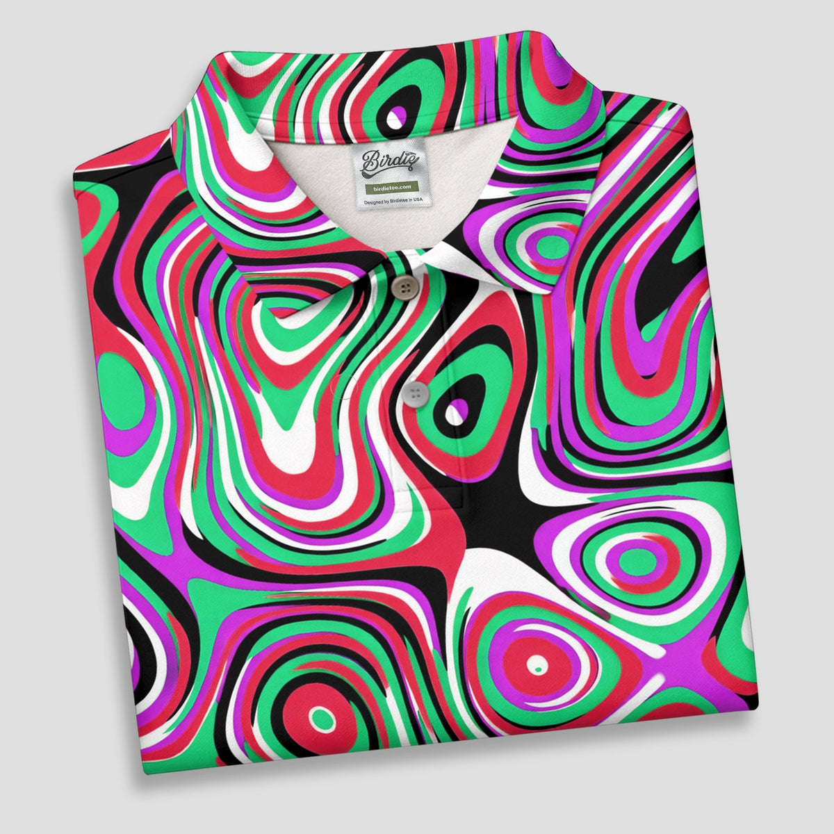 Pink And Green Fluid Art Cool Golf Shirt, Women's Golf Tops, Ladies Golf Shirts, Women's Polo Shirt