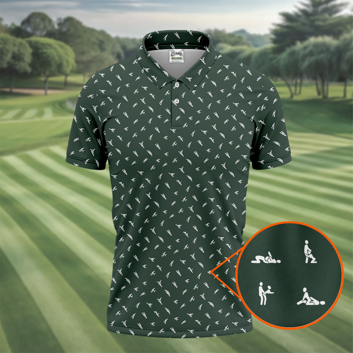 Naughty Position Dark Green Fun Golf Shirts For Men, Valentines Golf Gift, Polo Shirts For Men, Golf Gift For Men