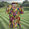 Psychedelic Bigfoot Cannabis Leaf Hawaiian Polo Shirt, Mens Golf Shirts, Golf Apparel For Men
