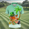 Leprechaun St Patrick's Day Hawaiian Summer Fun Golf Shirt, Golf Tops For Men, Golf Shirts For Men