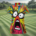 Screaming Face Colorful Retro Hawaiian Golf Shirt, Fun Women's Golf Shirts