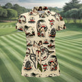 Vintage Hawaiian Pin Up Shark Tattoo Golf Shirt, Ladies Golf Shirts, Women’s Golf Apparel