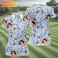 Custom Photo Funny Golf Polo Shirts With Faces, Hilarious Golf Shirts For Dad