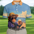 Beach Monkey Sky Sand Hawaiian Golf Polo, Golf Tops For Men, Golfing Apparel